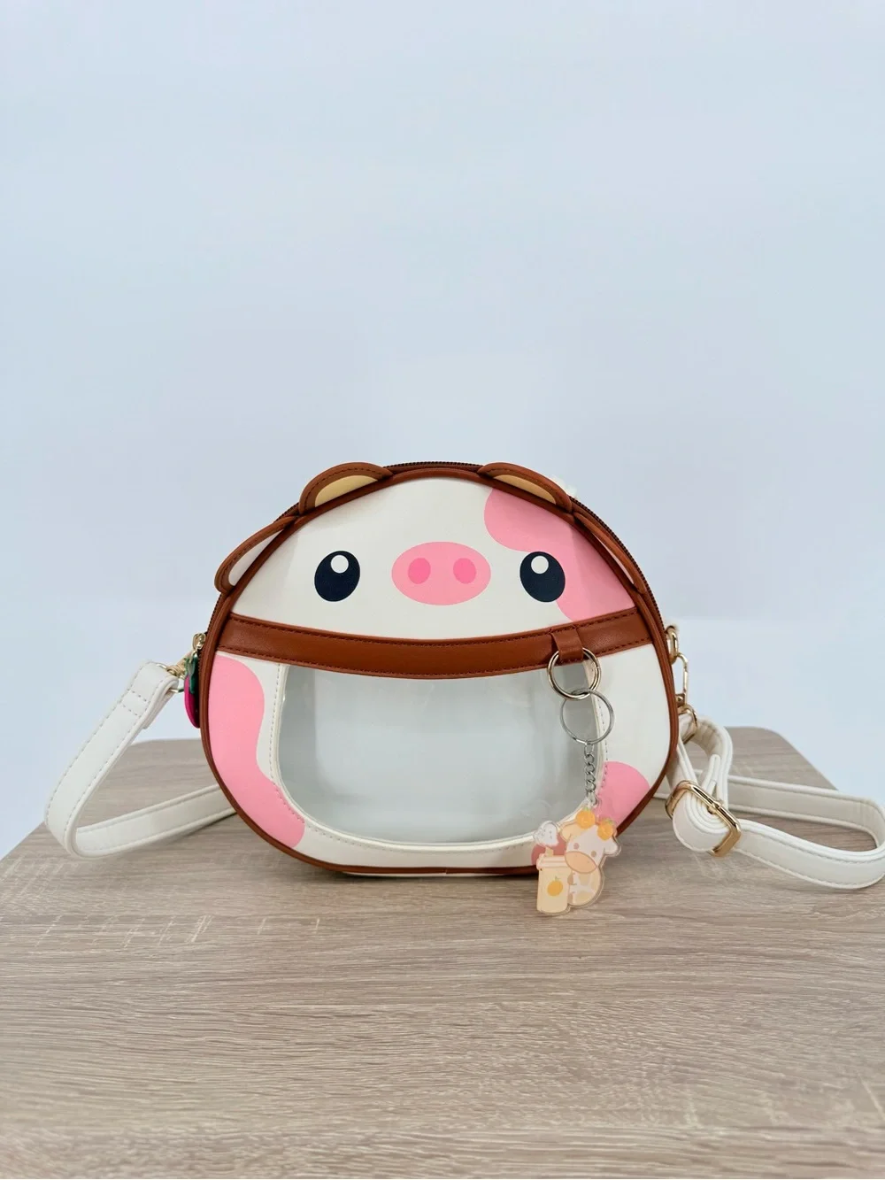 Pwuffy Strawberry Fruit Cow Ita Bag Convertible Mini Backpack Crossbody Purse